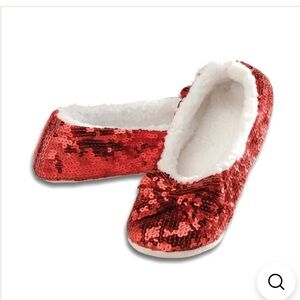 SNOOZIES! Red Sequin Kids Slippers